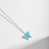Turquoise And Diamond Butterfly Necklace