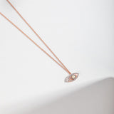 Opal and Diamond Evil Eye Necklace in Rose Gold