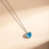 Blue Topaz And Diamond Love Necklace