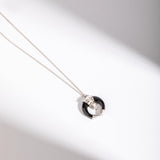 Black Onyx And Diamond Crescent Moon Necklace