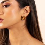 Citrine Cabochon and Diamond Earrings