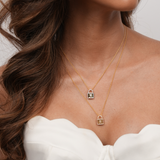 Diamond Border Lock Necklace
