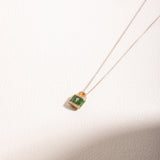 Green Tsavorite and Diamond Lock Necklace