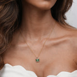 Green Tsavorite and Diamond Lock Necklace