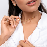 Personalised Single Initial Necklace With Gold Leaf Drops