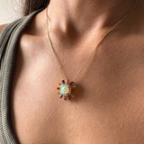 Opal and Diamond Rainbow Starburst Necklace