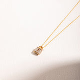 Ruby Border and Diamond Lock Necklace