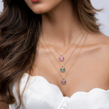 Two Tone Ruby & Sapphire Lock Necklace