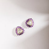 Amethyst and Diamond Polki Top Earrings