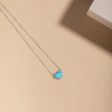 Blue Turquoise and Diamond Love Pendant