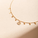 Personalised Single Initial Necklace With Gold Leaf Drops